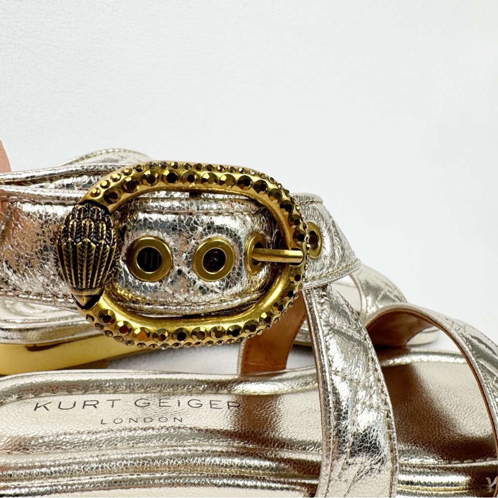 Kurt Geiger Metallic Silver Quilted Strap Sandals - Picture 10 of 10